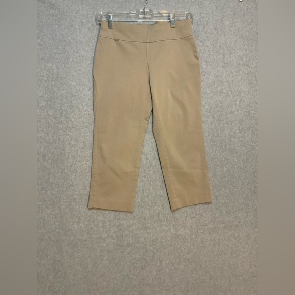 Alfani Pants - Alfani Petite Khaki Capri Pants Tummy Control Stretch Cropped Workwear Size 2P